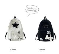 Mochila para ordenador portátil Y2K con diseño de estrella para niñas, mochila escolar de gran capacidad para estudiantes adolescentes, mochila de pana, bolso de hombro con doble correa - details 1