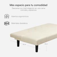 Sofá Convertible en Cama Sofá de Reclinamiento con Patas de Plástico para Sala de Estar, Dormitorio de Invitados 93 cm de Apertura, 167x70x77 cm (Crema) - details 6