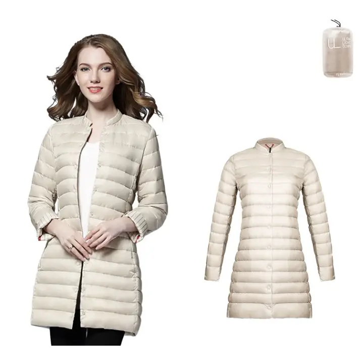 Chaquetas cálidas y acolchadas para mujer, Plumífero ultraligero, portátil, de plumas largas, de primavera - 1