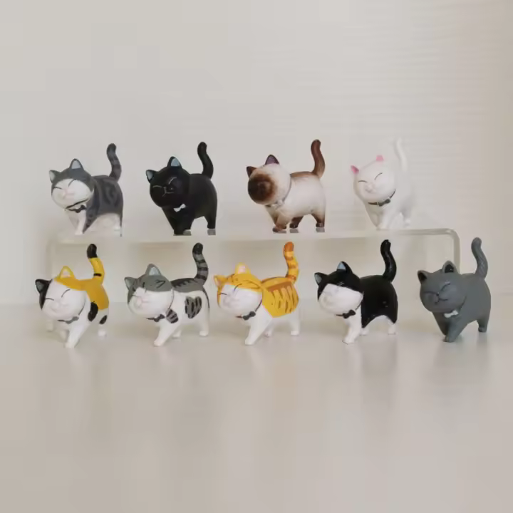 9/10 Uds. Kawaii PVC gato muñeca adornos Multicolor DIY Mini modelo juguetes de escritorio decoración artesanías decoración del hogar - 1