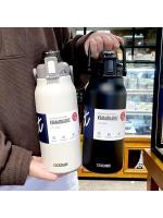 Botella termo de gran capacidad con pajita, termo de acero inoxidable, taza de agua fría y caliente, frasco de vacío para gimnasio - details 0