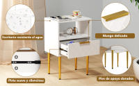 Rcynview  Mesa de Noche Moderna de Madera Resistente a Arañazos 2 Cajones, 2 Enchufes AC, 2 USB - details 1