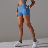 Pantalones cortos deportivos sin costuras cintura en V cintura alta Push Up elástico gimnasio correr Yoga transpirable - details 5