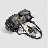 Bolso Crucero de Motocicleta con Asa Larga Diseño de Múltiples Bolsillos Cuero Sintético Negro - details 6