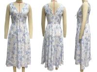 Vestido Midi de Verano Ouwu Encaje con Lazo en la Espalda, Cuello en V, Sin Mangas, Moda para Damas - details 7