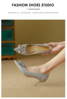 Zapatos de Novia de Otoño Tacones Altos de Champán para Mujer Suela Cuadrada de Cristal - details 16