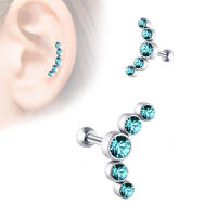 Piercing de cristal para cartílago para mujer, pendiente de hélice, pasador de acero inoxidable, tragus, joyería daith de racimo, 2 piezas - details 10