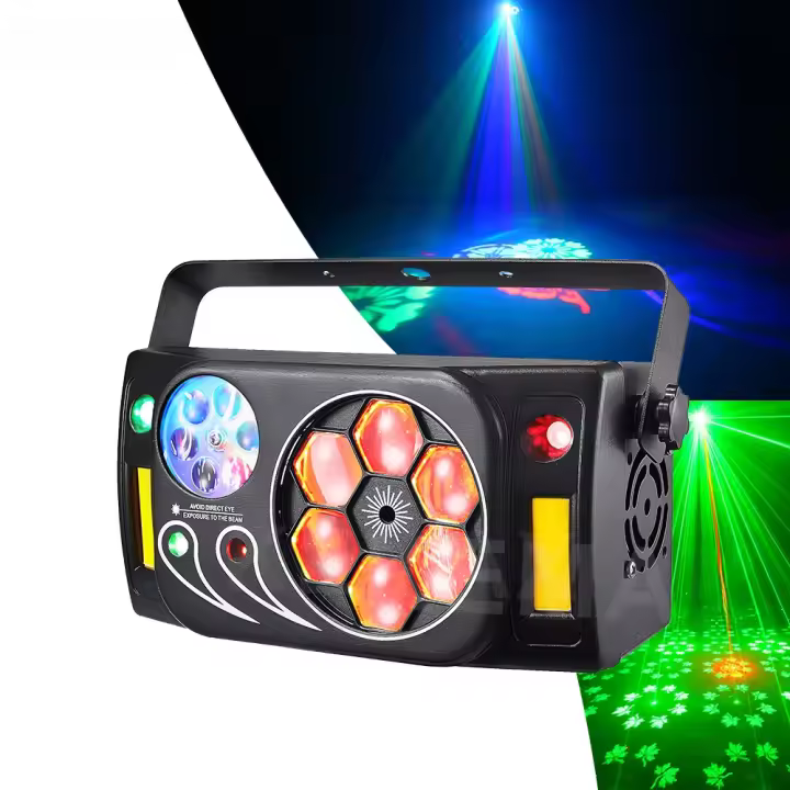 Luz de Escenario LED de 80W 6en1 Haz de Láser Estroboscópico DJ para Fiesta Control Remoto RGBW - 1