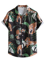 Camisa holgada de manga corta para hombre, top estampado de talla europea, informal, a la moda, novedad de 2023 - details 7