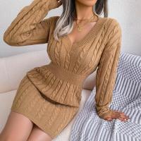 Vestidos de punto para mujer, cuello en V, color sólido, mini bodycon extremo, sexy, atrevido, vestido de punto. - details 4