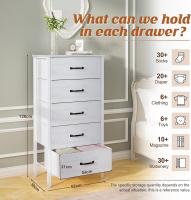 Cómoda con 6 cajones de tela, cómoda de dormitorio blanca, mueble de almacenamiento, muebles de dormitorio, cómoda para cocina, oficina, pasillo, mueble de TV con cajones - details 28