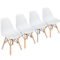 Conjunto de 4 Sillas Sencillas Estilo Nórdico Patas de Madera (Negro Blanco) - details 2