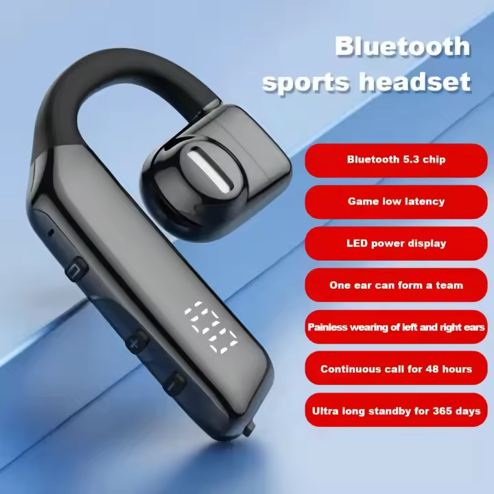 Auriculares inalámbricos con Bluetooth para negocios, cascos deportivos con conducción de aire, con micrófono, cancelación de ruido, para coche - 1