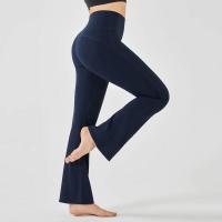 Pantalones de entrenamiento elásticos de yoga de cintura alta para mujer, pierna ancha, acampanados, color sólido, para Fiess - details 4