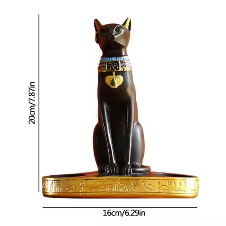 Estatua de Gato Egipcio Vintage Figura de Gato diosa de Resina para Decoración del Hogar Portavelas - 1