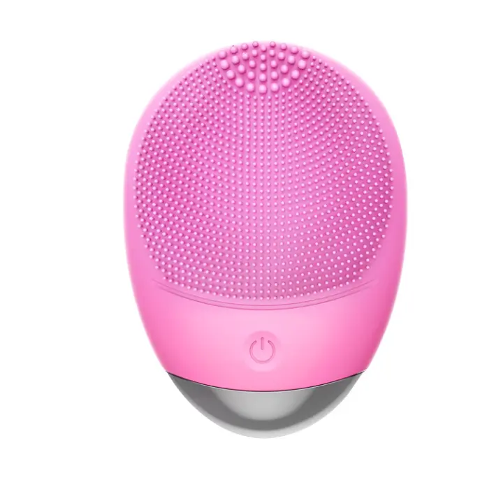 Cepillo limpiador facial eléctrico de silicona, cepillo de limpieza facial ultrasónico vibratorio, impermeable, herramienta de masaje facial para exfoliar maquillaje y eliminar puntos negros - 1