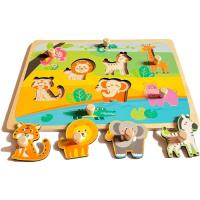 Rompecabezas de Madera infantil para Niños, Rompecabezas de animales con Mango, Juegos Educativos Montessori para bebés, 2 Años - details 0