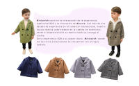 Chaqueta de Tweed verde aguacate con solapa para niños y niñas, abrigo de lana mediano, cálido - details 0
