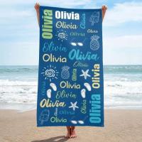 Toalla de playa personalizada para piscina, diseño de fuente multicolor, baño personalizado, con nombre exterior, cumpleaños - details 6