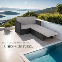 Sofá de Jardín con Taburete Conjunto Resistente a la Intemperie de Acero Muebles Exteriores - details 7