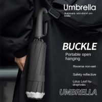 Paraguas plegables con hebilla de anillo inverso, paraguas automático de negocios, resistente al viento y a la lluvia - details 1