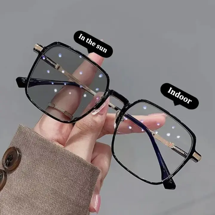 Gafas fotocromáticas Anti azul para hombres y mujeres, gafas que cambian de Color, gafas Anti UV, gafas de sol cuadradas con montura transparente, nuevas - 1