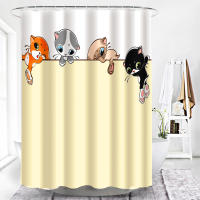 Cortinas De Ducha divertidas para baño, decoración con ganchos, impermeables, 3D tela De poliéster, lindo gato, dinosaurio - details 24