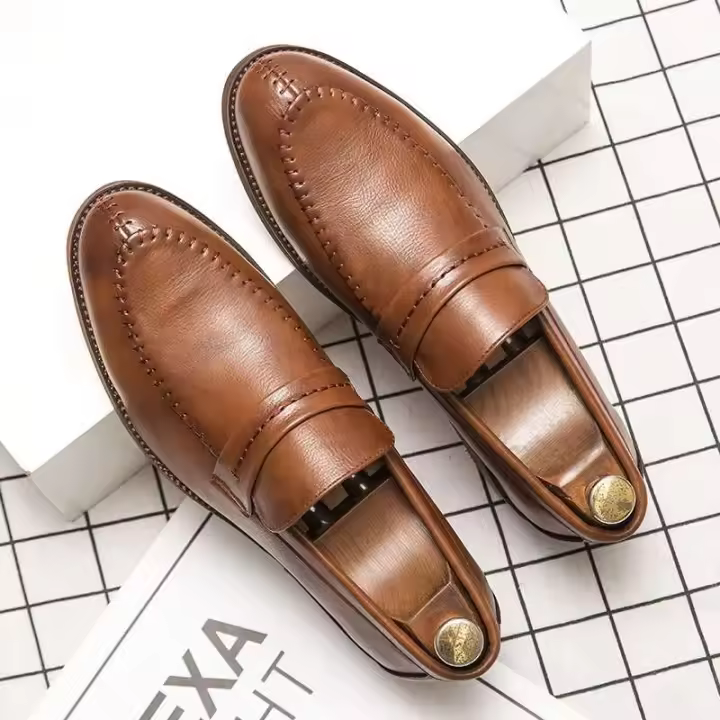 Nuevo producto Creatividad 2025 Moda y ocio Zapatos de vestir Oxford de cuero genuino para hombres Suelas hechas a mano - 1