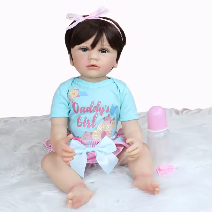 BZDOLL-Muñeca realista de cuerpo completo de silicona para niña, juguete de muñeca Reborn, vestido clásico, regalo de cumpleaños, 55 CM, 22 pulgadas - 1