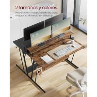 Mesa de Juegos con Luces LED y Enchufes Tamaño 60 x 120 x 76cm Elegancia Rústica Marrón - details 6