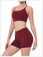 Sostén deportivo de yoga con almohadillas para el pecho, espalda hermosa, shorts de tres cuartos, levantamiento de cadera de cintura alta, conjunto de fitness pilates para mujeres - details 13
