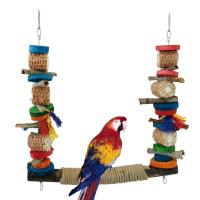 Madera duradera resistente a las mordeduras, cuerda colorida resistente al desgaste, escalera de escalada para loros, juguete para masticar, columpio para pájaros, jaula para loros - details 2