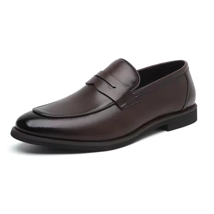 Mocasines de cuero estilo británico casual negro con un pedal y gorro. - 1