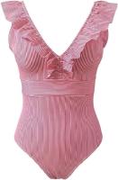 Traje de baño de una pieza para mujer, ropa de baño brasileña, con push-up, talla grande con cu - details 9