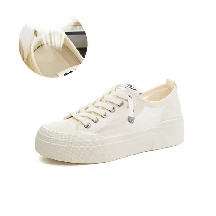 Zapatillas Blancas Transpirables Individuales Casuales para Mujeres Zapatos de Plataforma de Color Sólido - 1