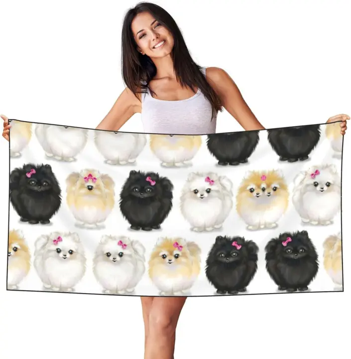 Pomeranians - Toallas de camping estampadas para hombre y mujer de Pomerania, piscinas, baños, natación, yoga y spa - 1