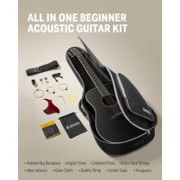 4/4 Guitarra Acústica Kit Abeto Caoba de Adulto Principiante Dreadnought 41 Pulgadas con Funda Correa Cejilla Cuerdas Afinador Natural - details 12