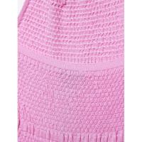 BUNO-vestido decorativo con cordones y cuello Halter de punto rosa de verano para mujer, minivestido sin mangas ajustado elástico elegante para mujer - details 6