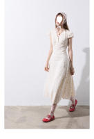 Vestido floral del sur de Francia, estilo de vacaciones de verano en el campo para mujer, mono de manga corta, falda larga con tirantes - details 30