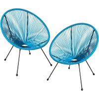 Juego de Sillas de Jardín Exterior Estilo Acapulco Resistente a la Intemperie, Polietileno para Cintas y Patas, Hasta 120kg Negro - details 25