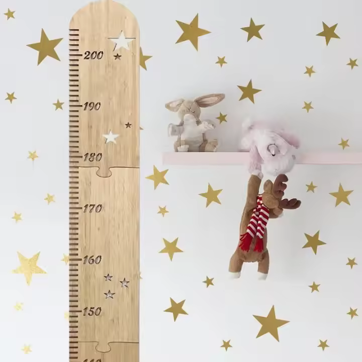 Escala de Crecimiento Nórdica de Madera para Niños 5 Hojas Medidor de Altura para Decoración de Habitación - 1
