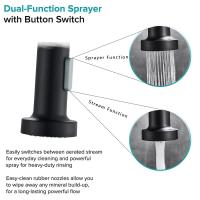 Grifo extraíble de latón para cocina, mezclador de agua fría y caliente con boquilla de doble modo cromado, con resorte, color negro mate - details 2