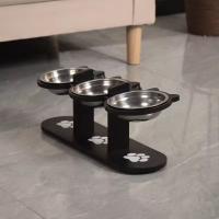 Suministros para mascotas, estante de madera, cuenco elevado para perros y gatos, alimentador de alimentos para mascotas de acero inoxidable 3 en 1, cuenco de agua para mascotas con inclinación de 15 grados, cachorro - details 2