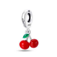 Cuentas de fruta de cerezas bonitas y creativas de Plata de Ley 925 compatibles con pulsera Original Pandora, abalorios, regalo de joyería para mujer - details 0
