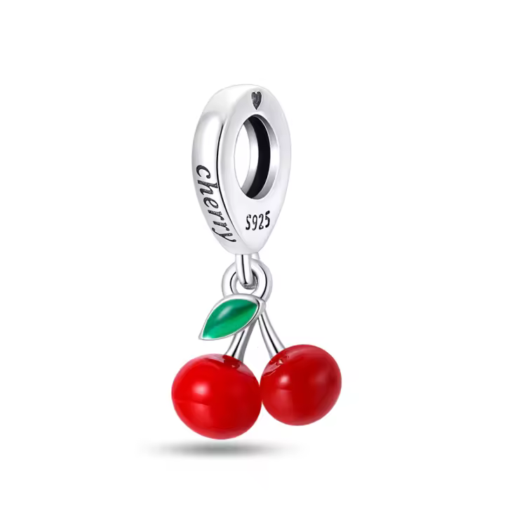 Cuentas de fruta de cerezas bonitas y creativas de Plata de Ley 925 compatibles con pulsera Original Pandora, abalorios, regalo de joyería para mujer - 1