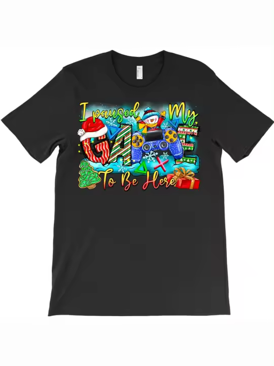 Pause mi juego para estar aquí camiseta regalo de papá suave y cómodo cuello redondo manga corta - 1