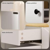 Cocina con Ruedas Carrito de Cocina Mueble Auxiliar de Cocina con 2 Puertas Cajón Especiero de 3 Niveles Toallero y Estante Ajustable 82x38x86,5 cm Blanco - details 6