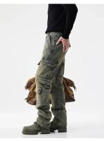 Vaqueros de moto con xes, ropa informal para hombre, moda Hip Hop Denim - details 5