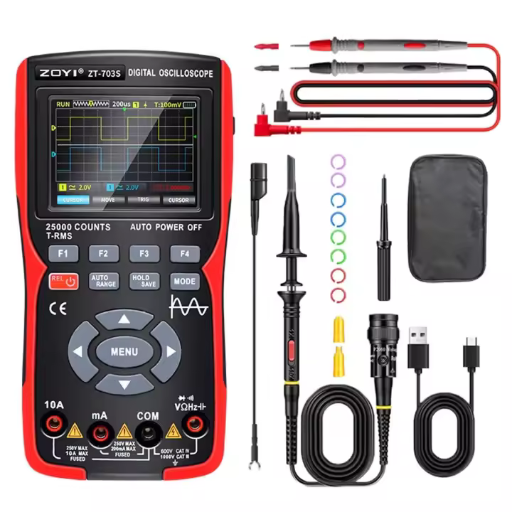 Osciloscopio generador de señal 3 en 1, multímetro Digital de doble canal, ancho de banda de 50MHz, frecuencia de muestreo de 280MS, almacenamiento de datos en forma de onda de PC - 1
