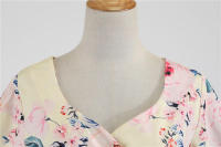 Women floral print casual half sleeve elegant vintage party dress - details 5